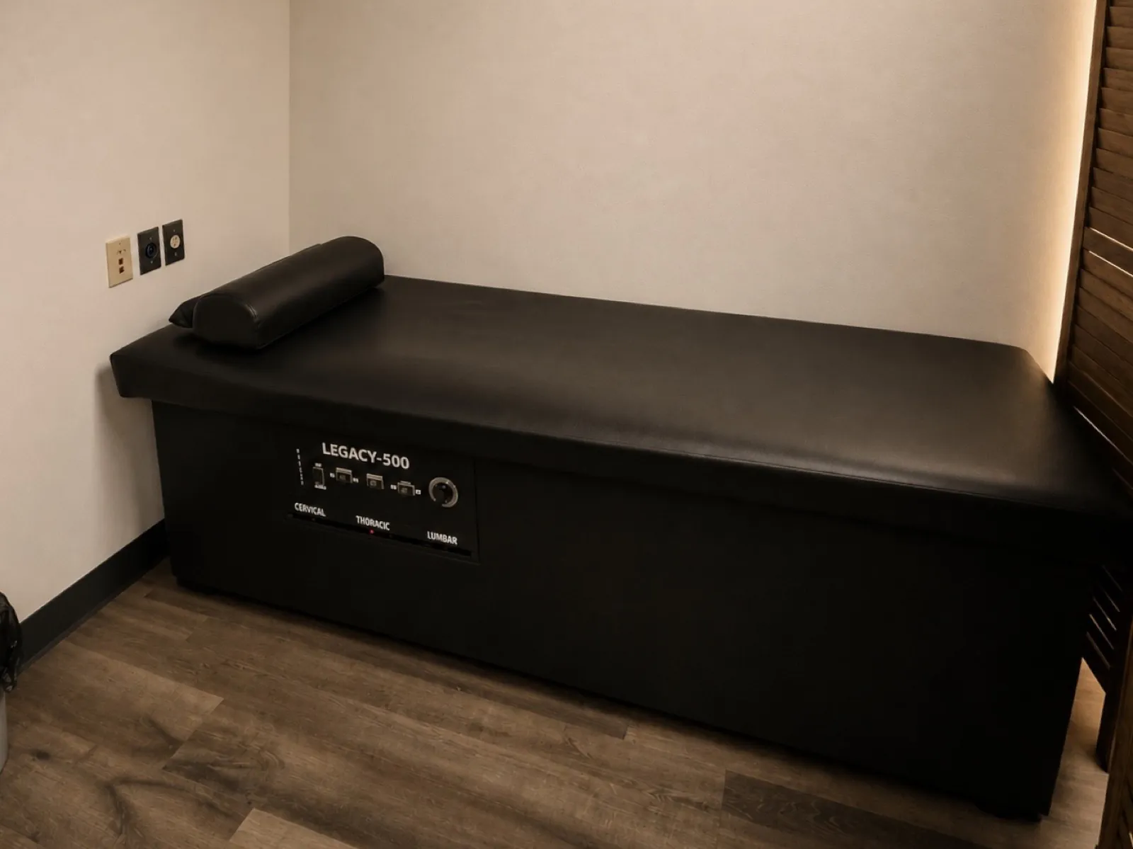 Una mesa de tracción para la espalda en un cuarto privado